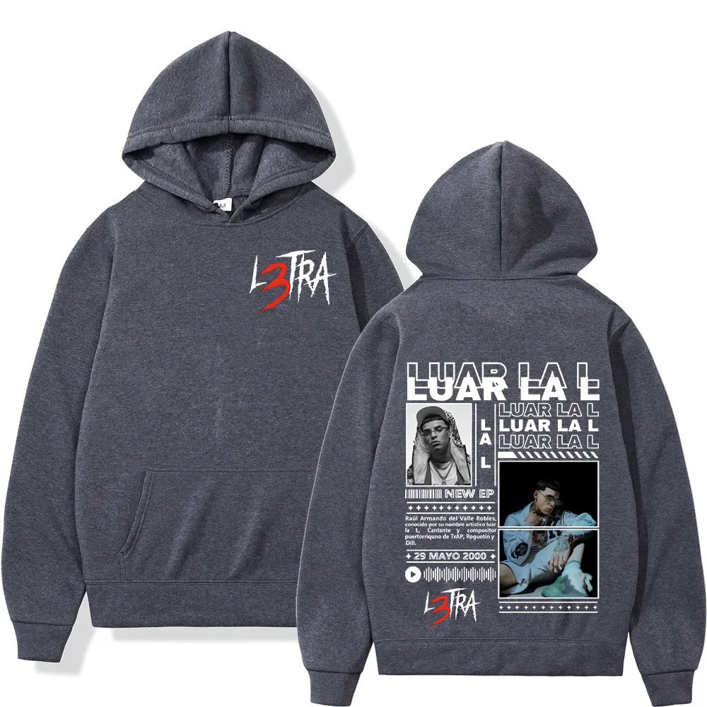 Rapper Luar La L Music Album L3TRA Hoodie Men's Clothing Hip Hop Hooded Sweatshirts Fashion Casual Oversized Pullover Streetwear 6