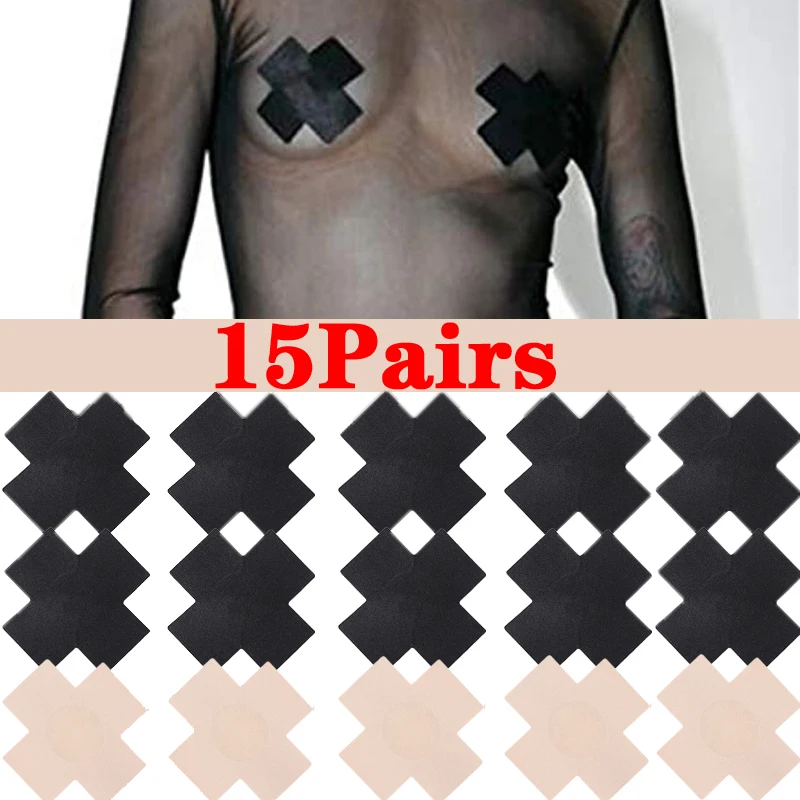 

15Pairs Cool Self-Adhesive Cloth Breast Nipple Cover Bra Pasties Pad Cross Shape Sexy Women Paste Breast Bras Stickers 8cm