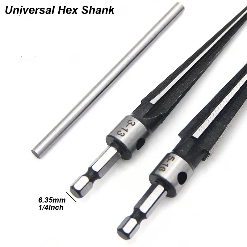 Taper Reamer Drill Bit Hex Shank Chamfer T Handle Woodwork Core Cutting Tool