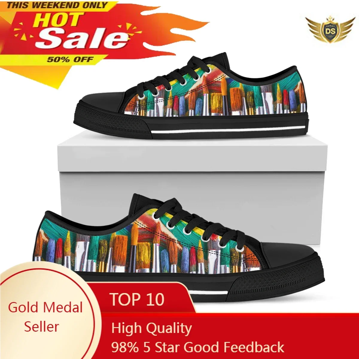 Watercolor Teacher Art Vulcanized Shoes Fashion Summer 3D Print Canvas Shoes Women Casual Sneakers Black Whit Flats