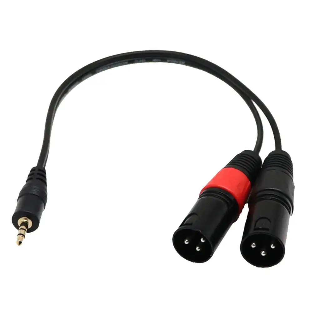 1Ft 1/8 Inch 3.5mm Stereo Male TRS Audio to Dual 2 XLR Cable