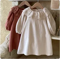 Robe décontractée en dentelle à volants pour filles, tenue d'automne à manches longues, blanche, vêtements à la mode pour enfants en bas âge 5