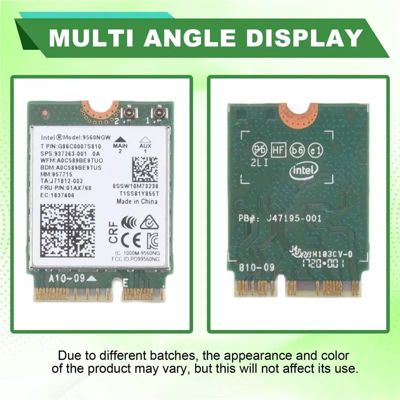 A01E-9560NGW Wifi 카드+안테나 1730Mbps 무선 AC 9560 듀얼 밴드 2.4G+5G BT 5.0 802.11Ac M.2 CNVI 9560NGW 무선 어댑터