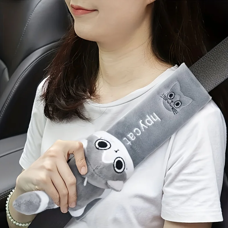 Universal Car Seat Belt Shoulder Cover Cute Dog Cat Style Comfortable Plush Safetybelt Protective Straps Auto Accessories Amagi