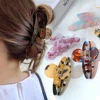 5.9cm Tortoise Shell Hair Claws Strong Holder Acetate Cross Shaped Jaw Clamp For Thin Hair Women Girl Daily Use Elegant Headwear