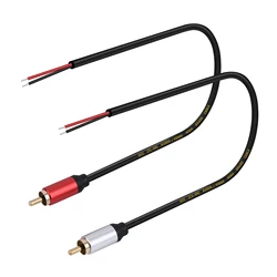 RCA Male Plug Connector to Bare Wire Pigtail Cable - 30 cm (1 red - 1 silver)