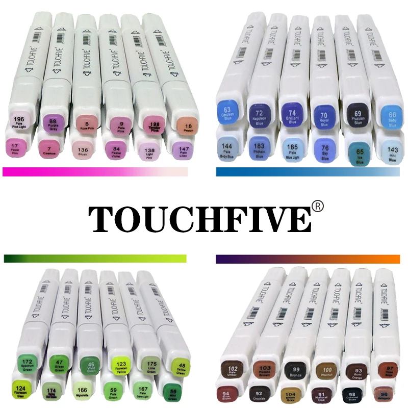 TouchFive 12/24Colors Art Marker Sketch Art Marker Twin Tip Manga Animation Design Supplies for Painting Illustration art marker pens art markers manga markers sketching markers manga marker pen