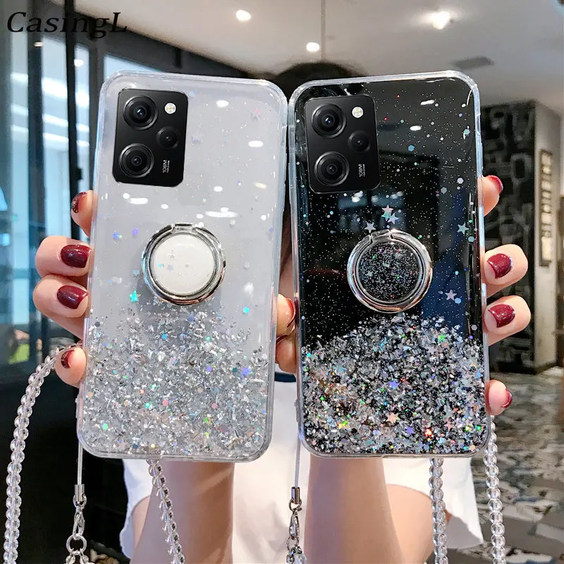 Cover Glitter per Xiaomi Poco X6 Pro 5G, Trasparente Bling