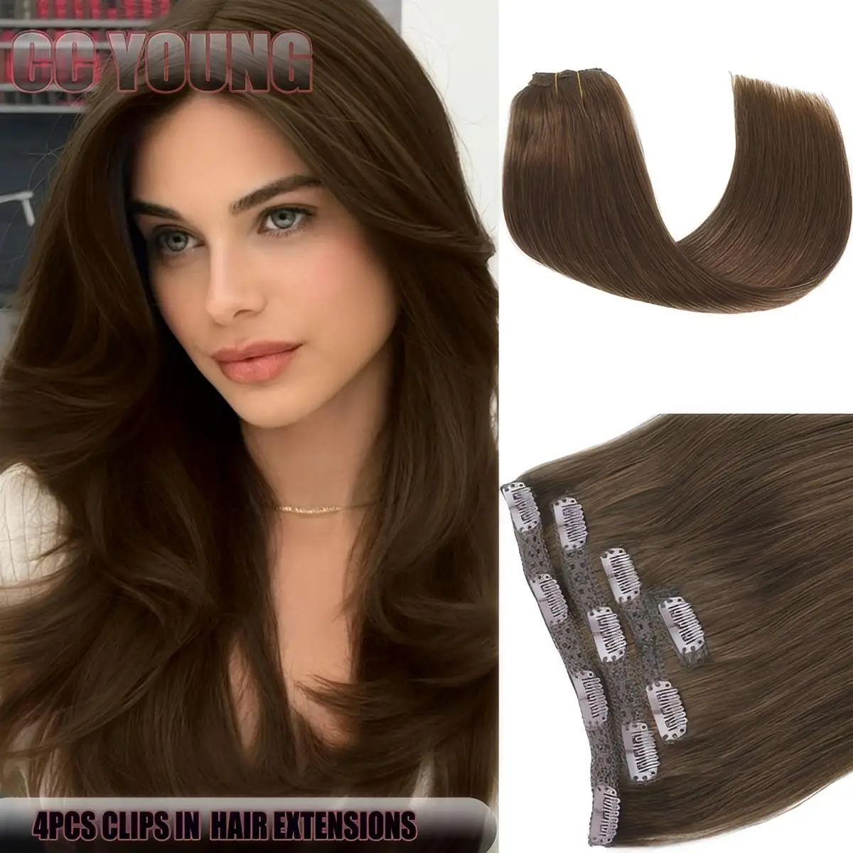 14 Inch Seamless Clip In Hair Extensions 70g 4Pcs Real Human Hair Seamless Clip-Ins | 100% Remy Human Hair Extensions – GOO  main image 2