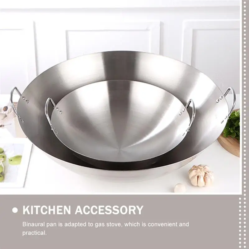 Stainless Steel Wok Round Bottom Wok Capacity Saute Pan - 32Cm