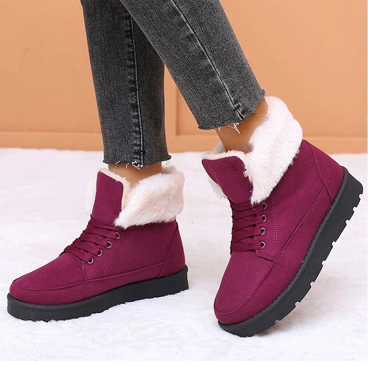Women's Winter Snow Boots With Fur Lining And Low Heels_voghion.com