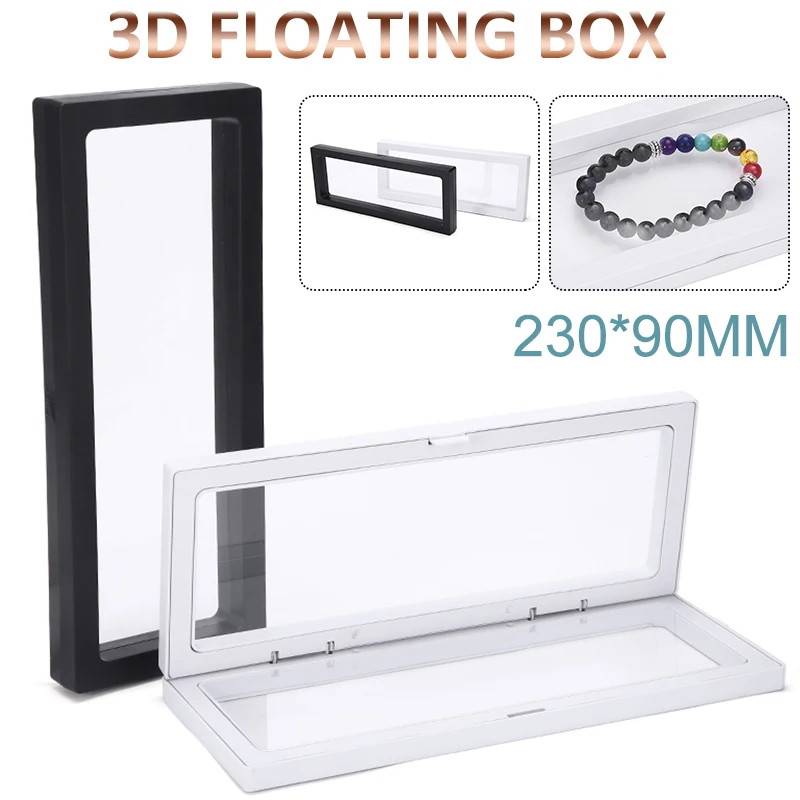 1pc Jewelry Display Frame Holder 3D Floating Presentation Ring Pendant Packaging Box Protect Jewellery Stone Jewelry Accessories transparent film ring display stand rack stone coin presentation holder case floating earring bracelet chain jewelry storage box