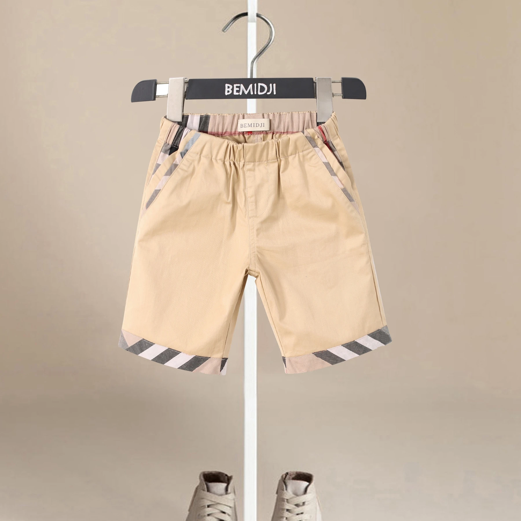 

2023 Children Shorts Toddler Kids Short Pant Summer Cotton Plaid Boys Beach Shorts Leisure Capris Baby Clothing Boys Pants