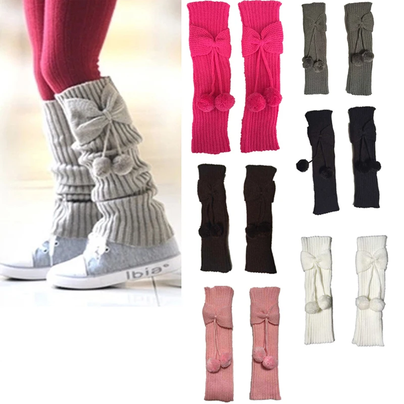 

Fashion Kids Girls Bowknot Pompom Knit Leg Warmers Boot Socks Cuffs Toppers Christmas Gifts Botas Feminina носки женские набор