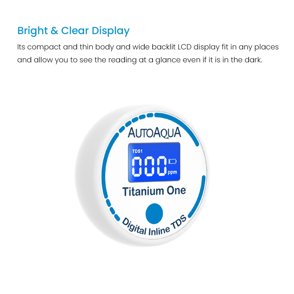 AUTOAQUA Titanium One TDS-100 Digital Inline TDS Meter Aquarium Test Monitor Qualify Pure Water