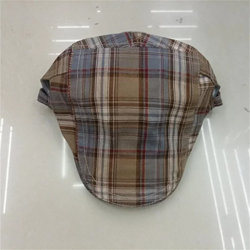 Four Seasons Cotton Stripe Print Newsboy Caps Flat Peaked Cap Men and Women Painter Beret Hats 166 beret hat newsboy cap newsboy hat woolen beret