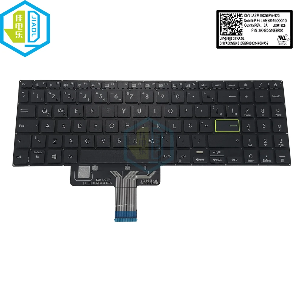 Laptop Teclado para Asus Vivobook Pt-br Brasileiro E510 L510 X521 E510ma L510m X521ua X521ia Brasil Português Teclado 510ebr00