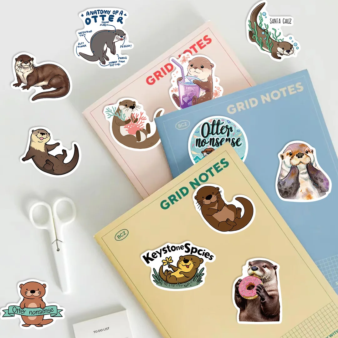 Otter Animal Cartoon Graffiti Waterproof Sticker Pack - 50pcs for DIY Projects & Kids' Fun