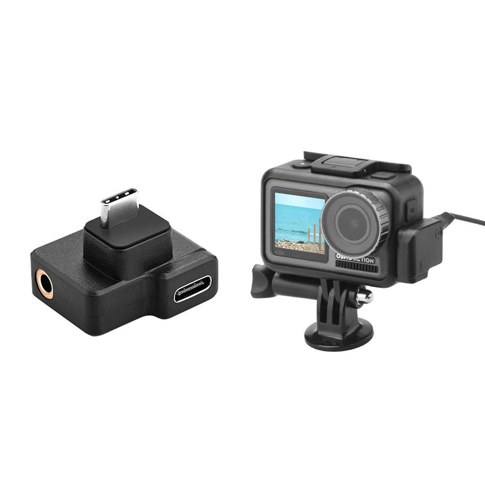 For DJI Osmo Action New Microphone 3.5mm USB-C Adapter Audio External 3.5mm Mic Mount For TRS Plug Osmo Action Accessories
