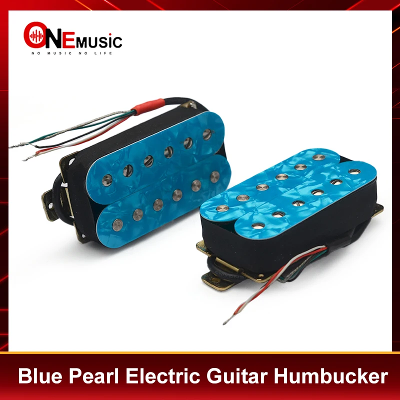 1 Set 6 String N7.5K/B15K Output Blue Pearl Electric Guitar Humbucker Adjustable Screw Dual Coil Guitar Coil Spliting Pickup