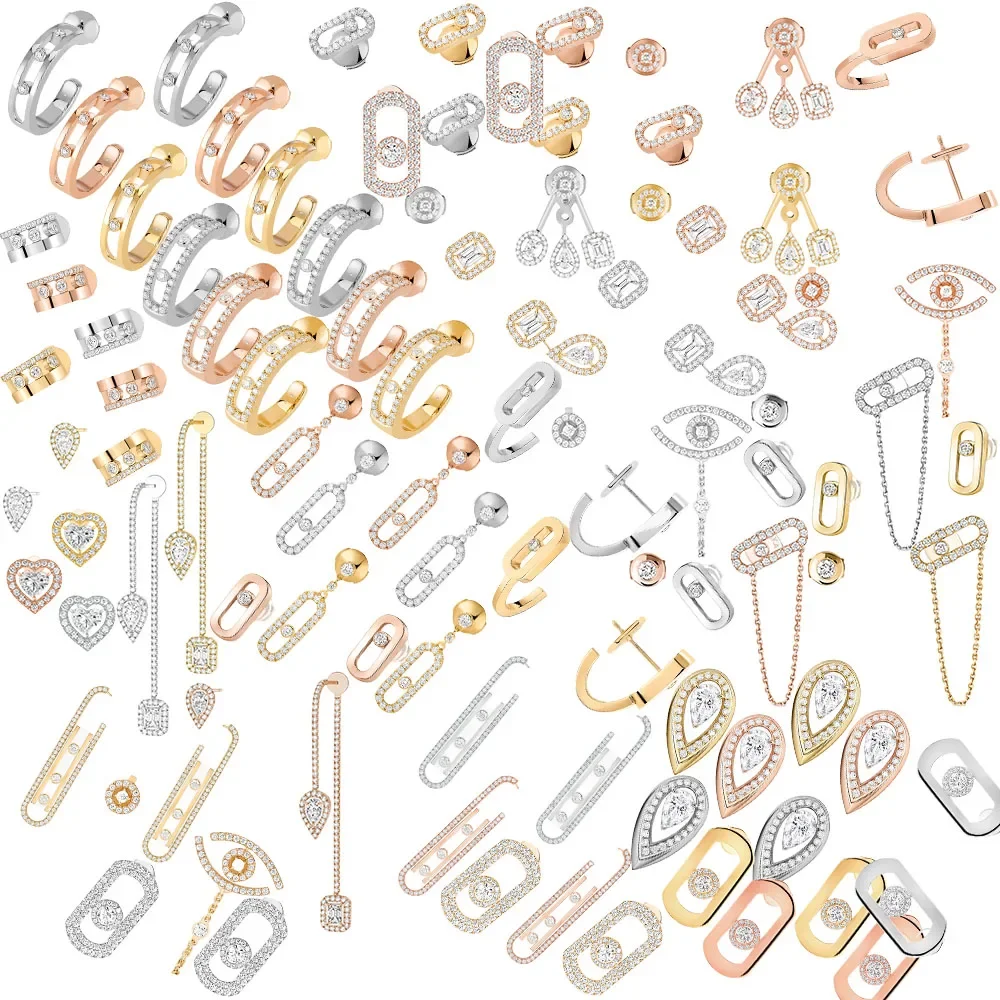 

Новинка 2024 г., серебро 925 пробы, французская Роскошная марка, искусственные бриллиантовые скользящие серьги, смешные серьги для женщин