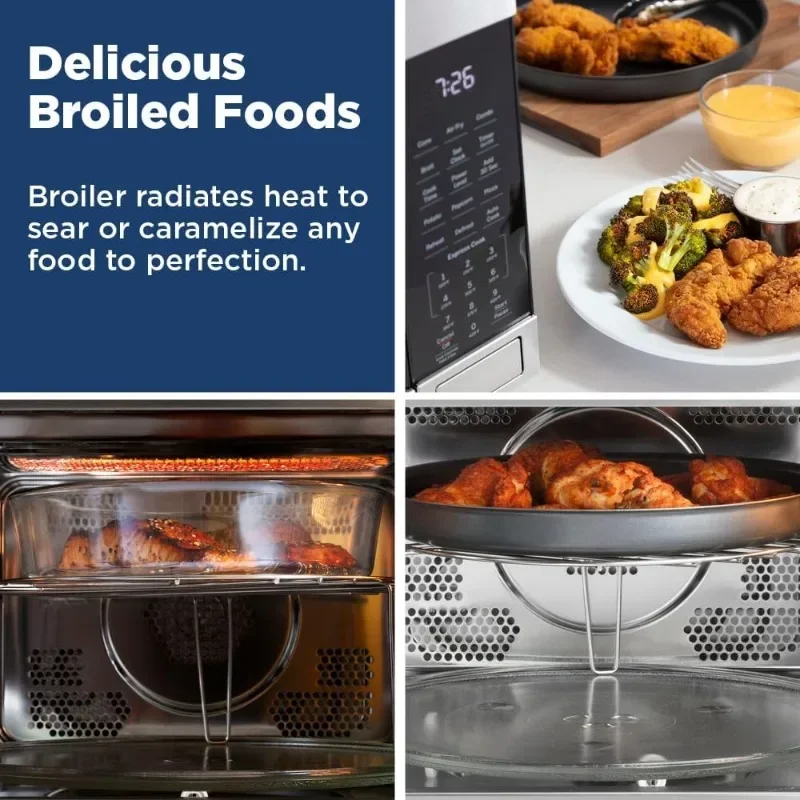 GE 1.0 Cu Ft Microwave Oven with Air Fryer, Broiler & Convection - 1050W, Stainless Steel 4