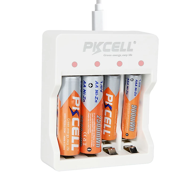 PKCELL pilas recargables 900mwh y AA 2500mwh v NIZN, cargador de batería de NI ZN para pilas enchufe europeo/estadounidense, 4 Uds.|battery charger|aa rechargeable batteryrechargeable battery - AliExpress