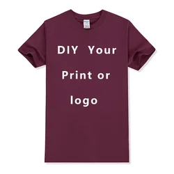 Men's High-End Custom 100% Pure Cotton T-Shirt with Logo and Text - XS（old） (Burgundy)