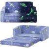 2 in 1 Kids Sofa Chair, Toddler Couch with Glow in The Dark Cosmic Patten, Washable Cover 1