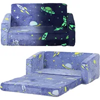 2 in 1 Kids Sofa Chair, Toddler Couch with Glow in The Dark Cosmic Patten, Washable Cover 1