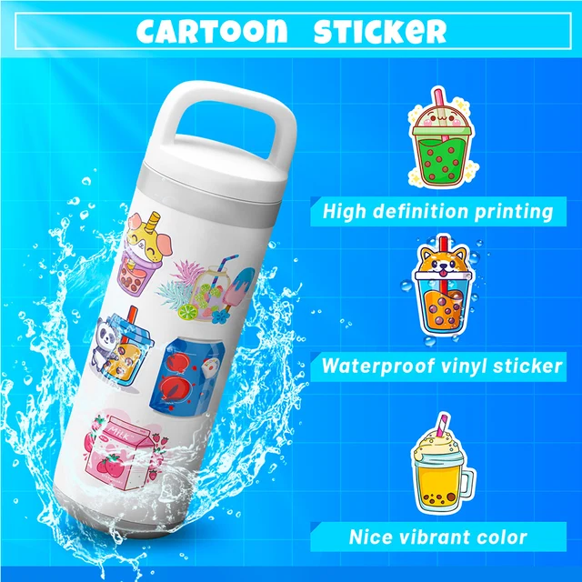 50pcs Pvc Flavored Drink Designs Stickers Laptop Bottle Stationery Kawaii  Cartoon Beverage Decal Waterproof Sticker Decor - Stickers - AliExpress