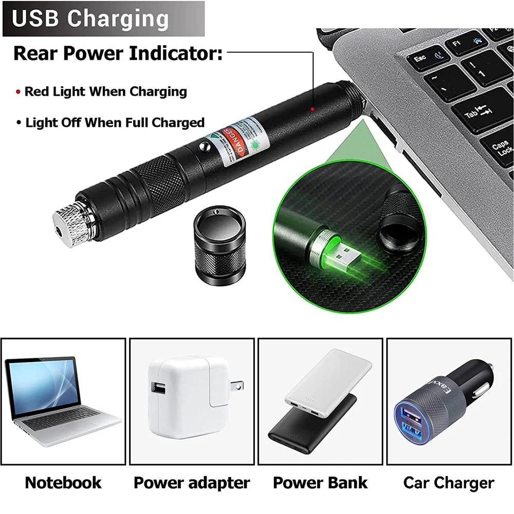 Green Laser Pointer- 10000m USB Charging Built-in Battery Laser Torch High  Powerful Red Dot Single Starry Burning Match - AliExpress