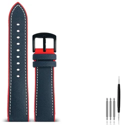 Versatile Unisex Hybrid FKM Fluoro Rubber Watch Strap - Waterproof and Soft - 23mm (Blue red - black)