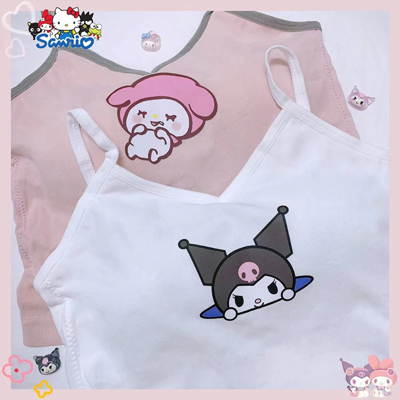 

Sanrio Kuromi Undershirts Kawaii Anime My Melody Cartoon Student Sweet Cute Chest Pad Camisole Underwear Toys Girls Gifts