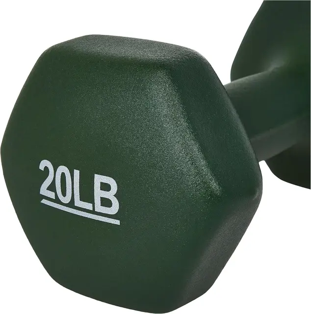 7085-c92d9b.jpg Set of 2 20 lb Dumbbells with Anti Slip Anti roll Shape (Dark Green)