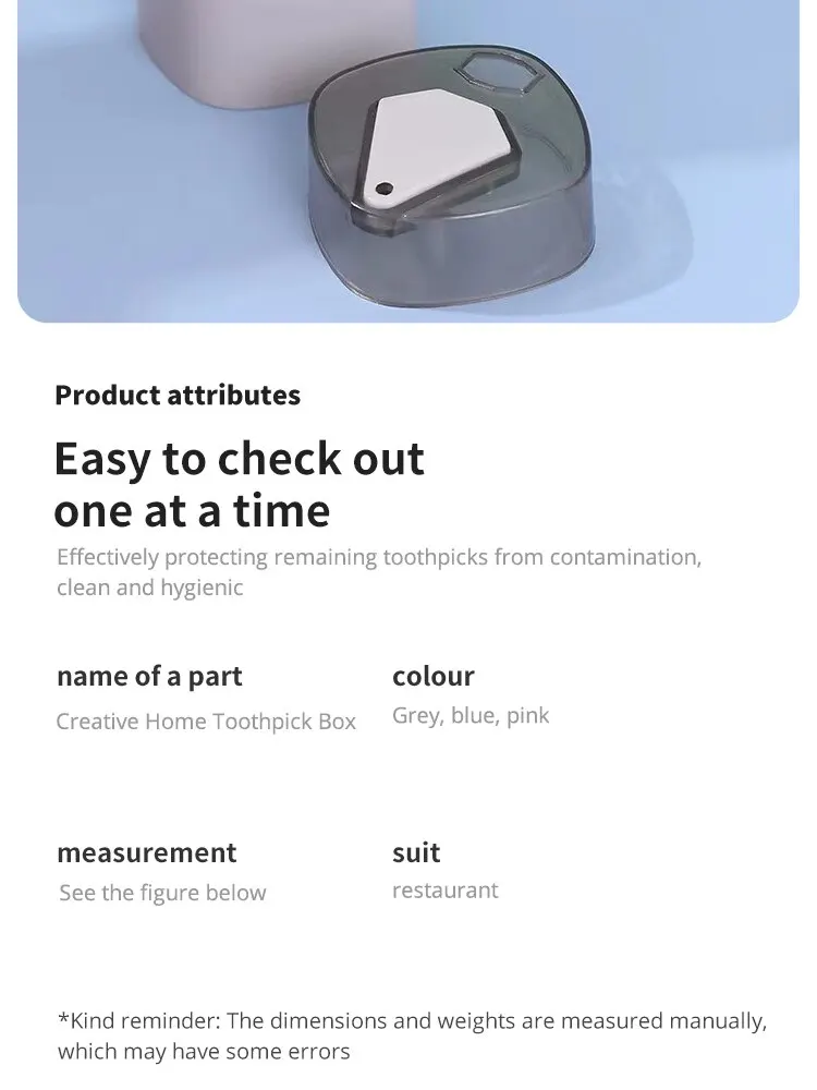 Description Picture 4 of itemSingle Toothpick Holder Pressed Automatic Toothpick Holder Kitchen Restaurant Desktop Organizer Dental Cleaning Tools