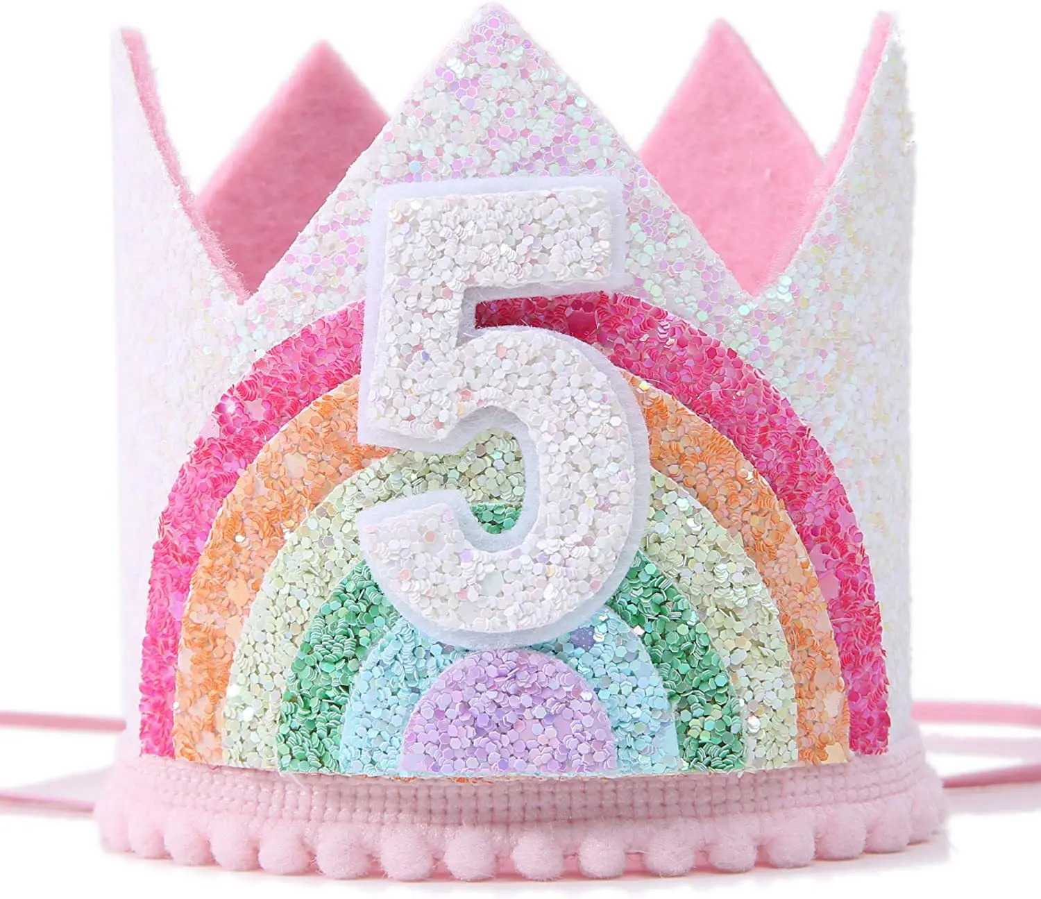 Description Picture 6 of itemFelt Rainbow Princess Girl Birthday Crown 1st 2nd 3rd Happy Birthday Party Decor Kid Girl Rainbow Unicorn Birthday Hat Babyshoer