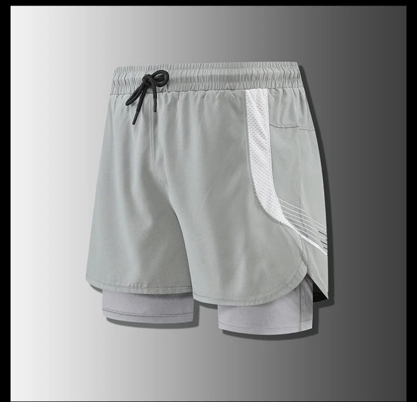 New Fashion shorts Men's 2 in1 Volleyball shorts Fitness Sports Shorts Casual Beach Workout Lined Tight Shorts Daily Style