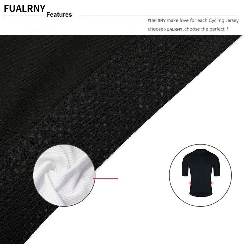 Fualrny Black 2022 사이클링 저지 보풀 방지 친환경 자전거 의류 로드 팀 자전거 웨어 셔츠 24시간 이내에 배송