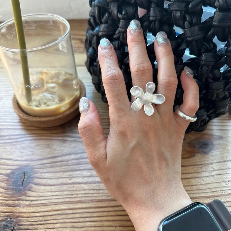 Silver Color Ring For Women Girls Aesthetic Jewelry Big