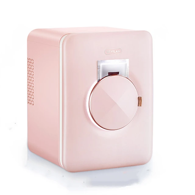 Mini Nevera De Belleza Refrigerador De Maquillaje Cosmético Profesional  Portátil con Espejo para El Cuidado De La Piel (13L Rosa)