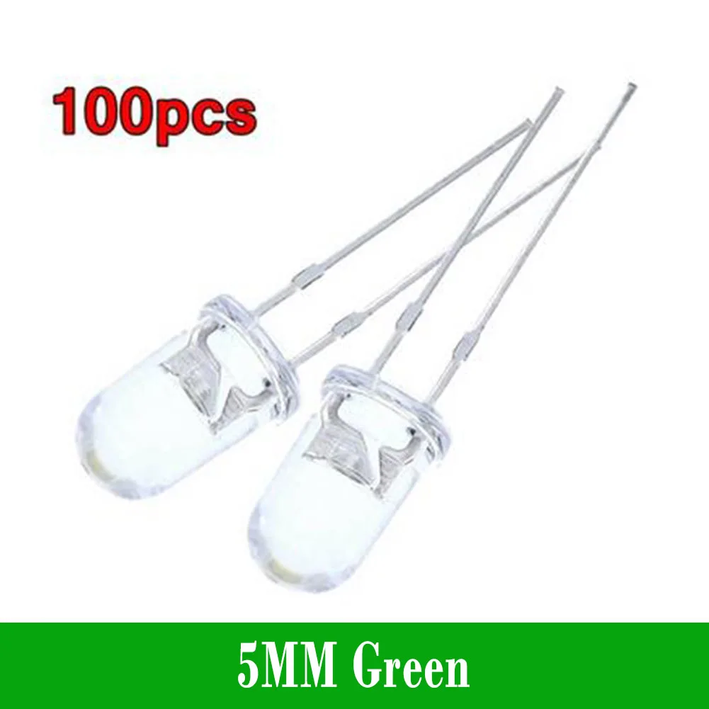 100PCS Super Bright LED Lights 5mm Red/Blue/Green/White/Yellow LED Transparent Bulb NA Socket Dome Lighting Bulbs