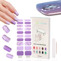 20tip Semi Cured Gel Nails Art Sliders Manicure UV LED Lamp Semi Cured Gel Design Nail Decals Waterproof Nail Sticker Decoration 1