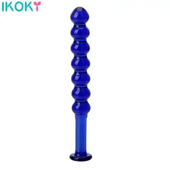 IKOKY Anal Plug Glass Dildo Pyrex 7 Beads Crystal Balls Sex Toys for Women Men Fake Penis Butt Plug Prostate Massage 5