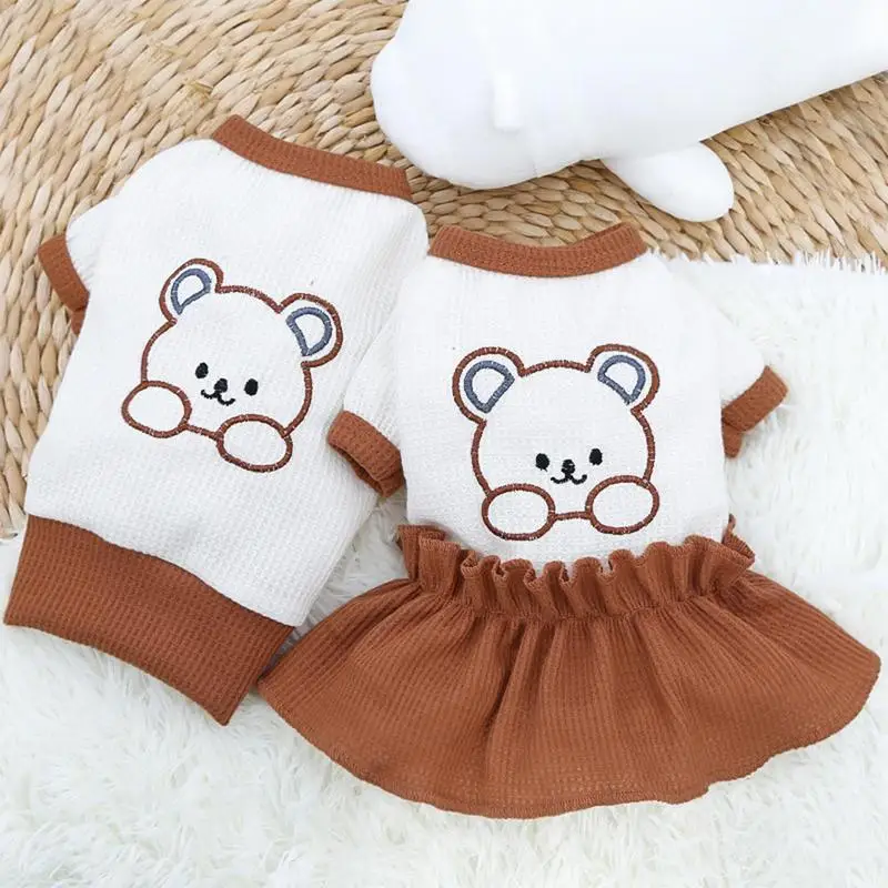 반려동물 고양이 코스튬, 강아지 의류, 고양이 의류, 개 조끼, 개 티셔츠, 고양이 스커트, 곰 패턴, 강아지 드레스