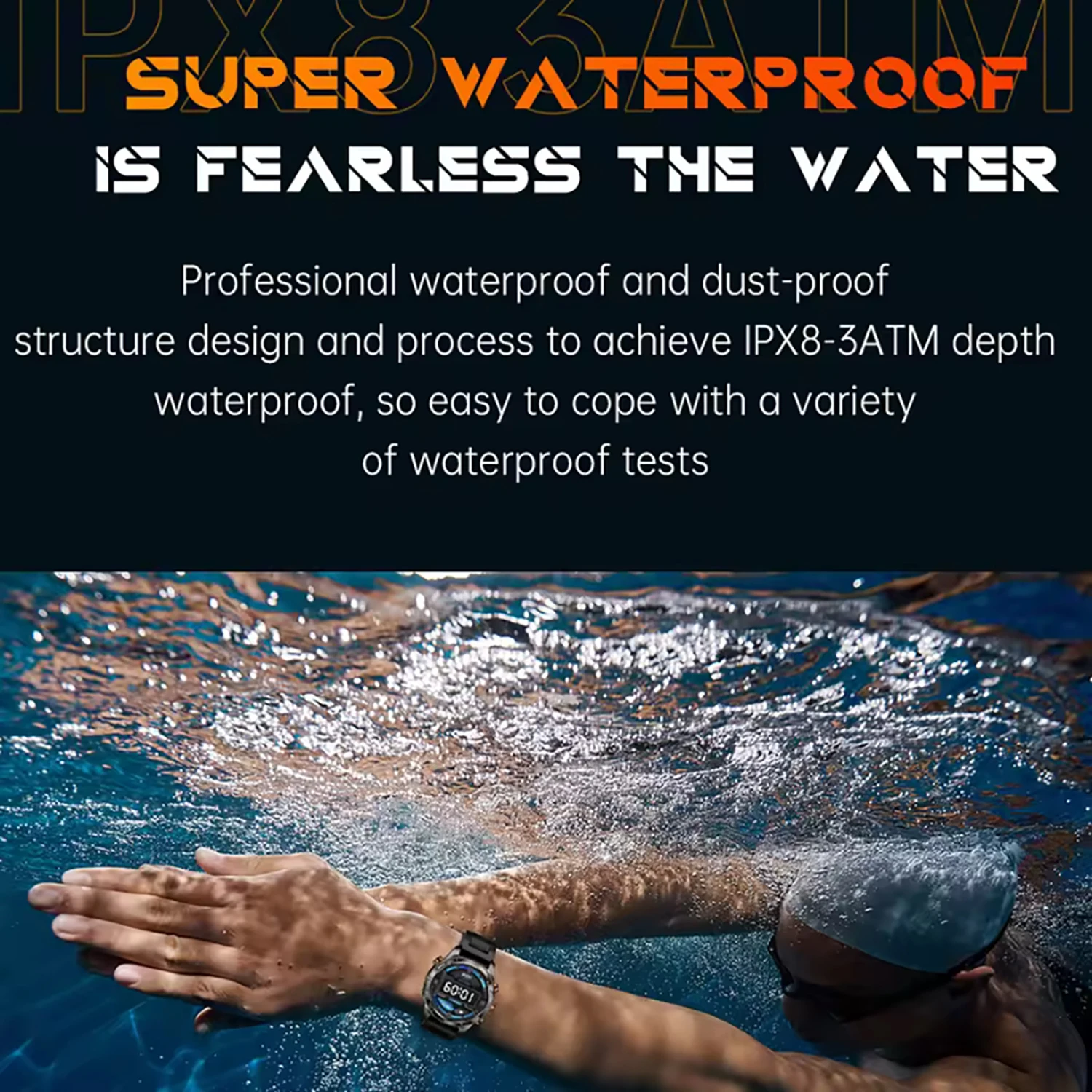 New Outdoor military Smart Watch IP69K 3ATM SWIM Waterproof Men 1.46" AMOLED BT Call 515mAh LED Flashlight Sports Smart Bracelet