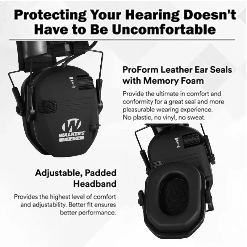 Protetor auditivo eletrônico para Razor Slim Ultra Low Profile Design Compacto Faixa ajustável Tiro Caça Proteção Auditiva