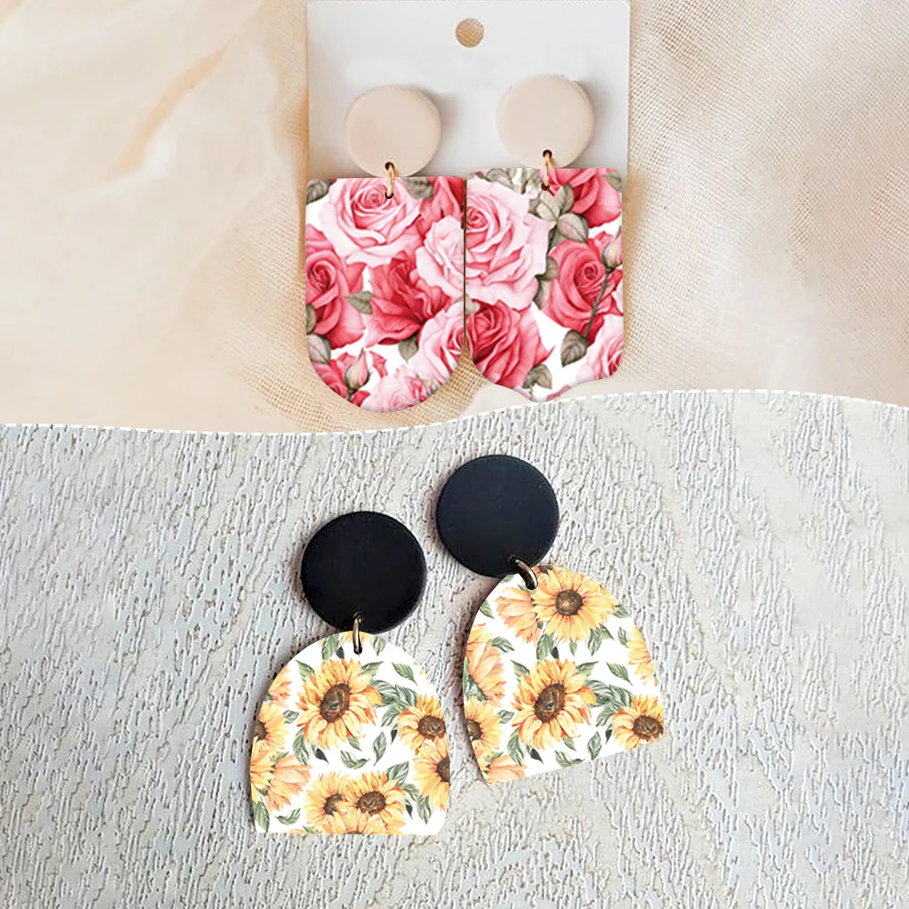 1pc Polymer Clay Transfer Paper Rose Daisy Elegant Flower Pattern Stickers for DIY Jewelry Earrings Printing Paper DIY Making ceramic transfer paper
