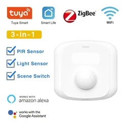 3 In 1 Tuya Wifi Zigbee Mini Smart Sensor Human Motion Sensor Scene Switch Remote Smart Life APP Home Security for Alexa Google