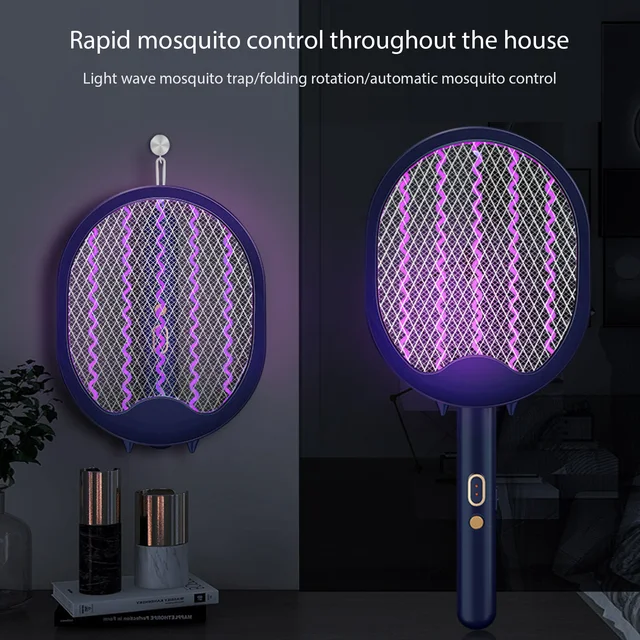 Elektromos Légy Swatter Újratölthető Szúnyog Összecsukható Hiba Zapper Ütő Szúnyoggyilkos Lámpa Kártevőirtó Otthoni Hálószobához - Image 4